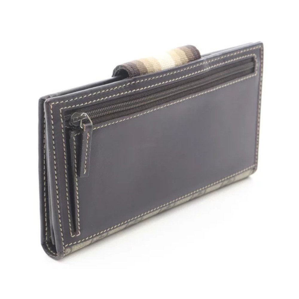 Gucci Leather Brown Beige fold Long GG Wallet Bi Supreme Brown Tan